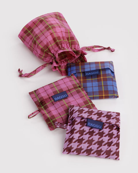 BAGGU Wholesale Reusable Bags Standard Baggu Set of 3 - Check Mix