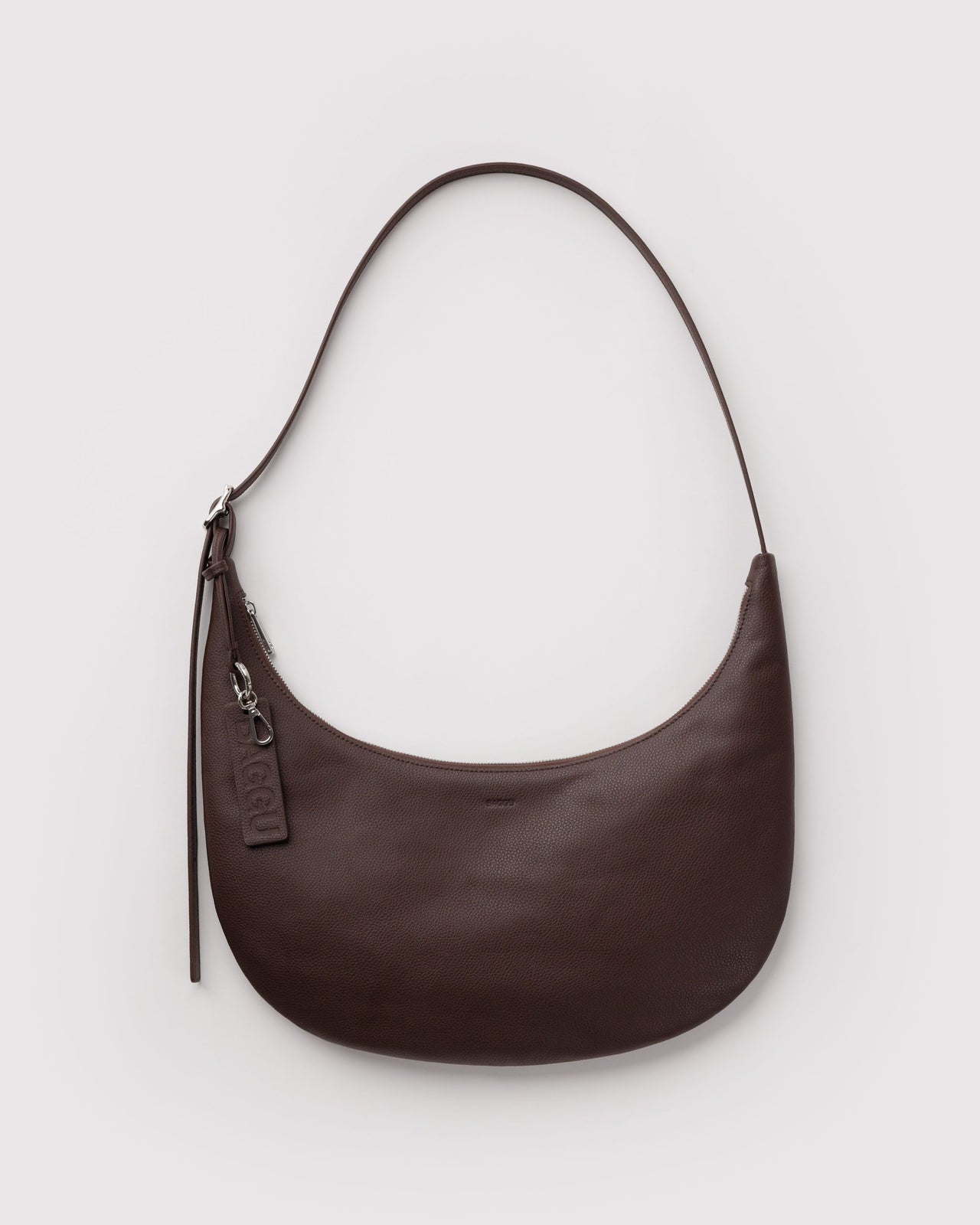 Medium Recycled Leather Flat Crescent - Brown