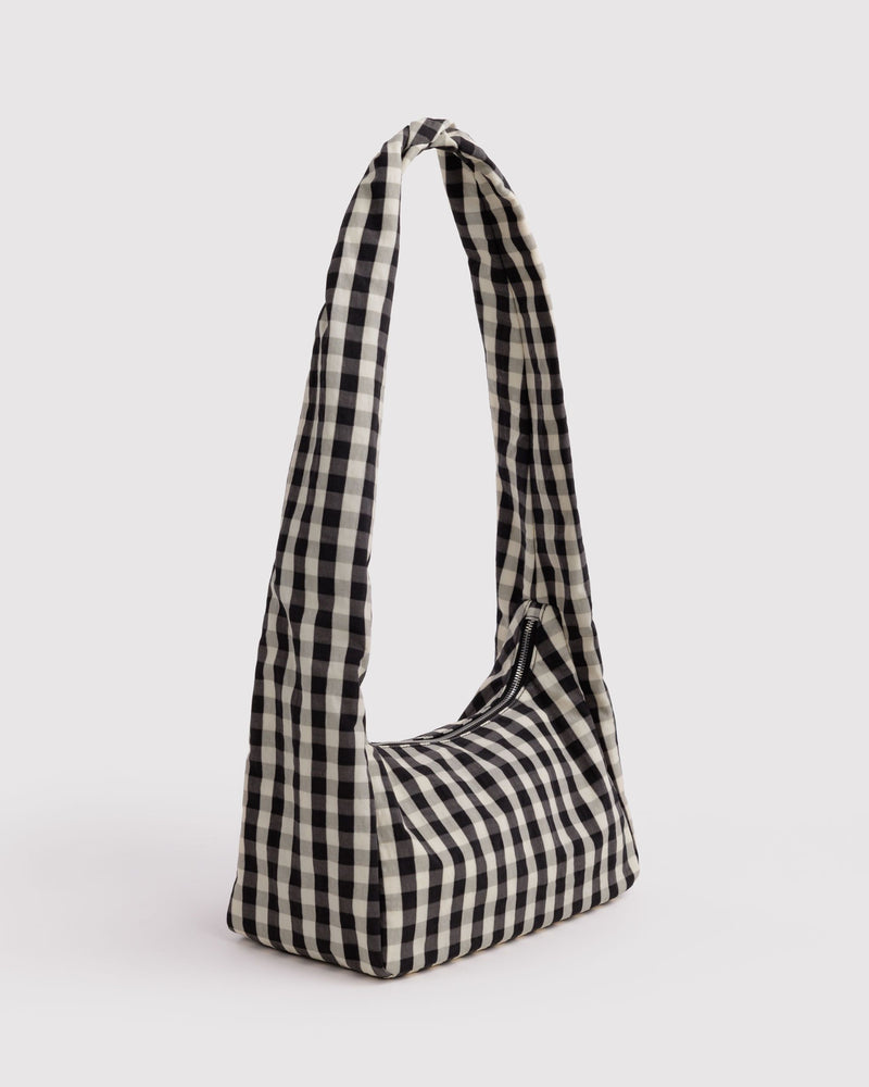 BAGGU Wholesale  Nylon Meringue Bag - Black and Cream Gingham