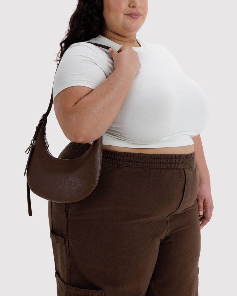 BAGGU Wholesale  Small Recycled Leather Flat Crescent - Brown