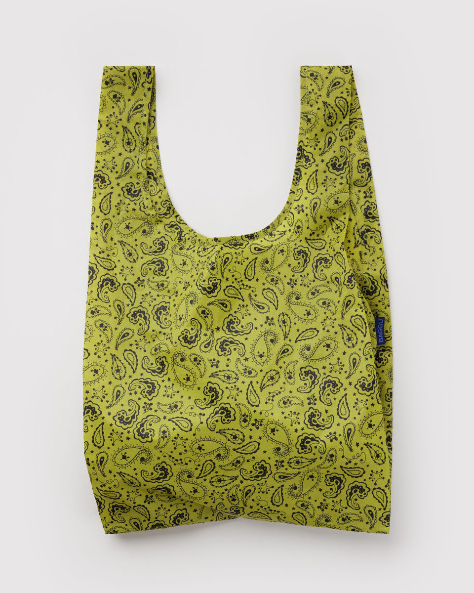 BAGGU Wholesale Recycled Ripstop Nylon Standard Baggu - Chartreuse Paisley