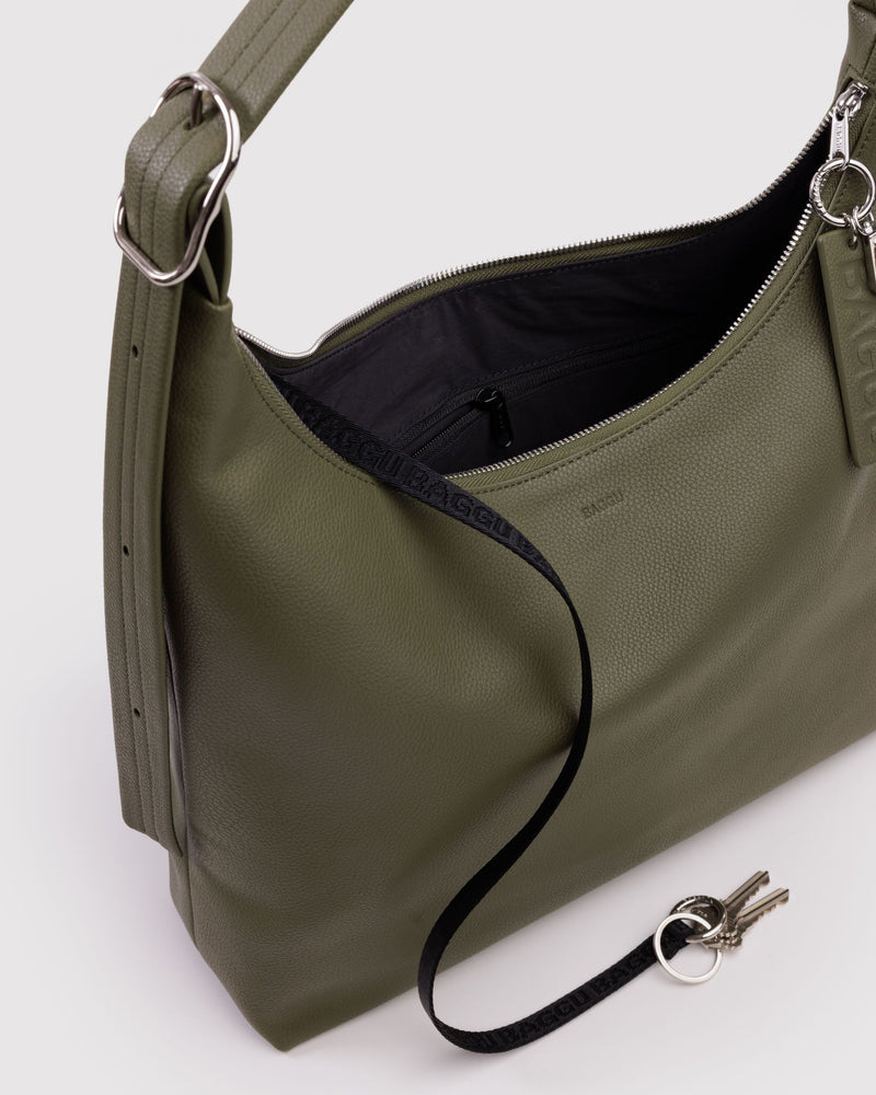 BAGGU Wholesale  Recycled Leather Shoulder Bag - Loden