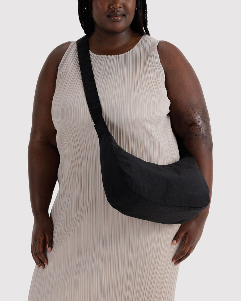 BAGGU Wholesale Cross Body Medium Nylon Crescent Bag - Black