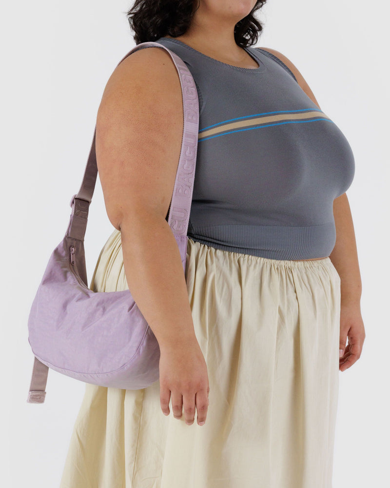 BAGGU Wholesale Cross Body Medium Nylon Crescent Bag - Dusty Pink