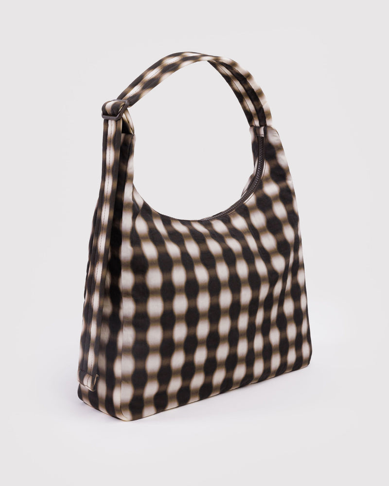 BAGGU Wholesale  Nylon Shoulder Bag - Blurred Gingham Brown