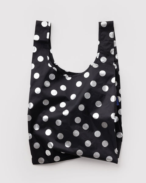 BAGGU Wholesale Metallics Standard Baggu - Silver Metallic Polka Dot