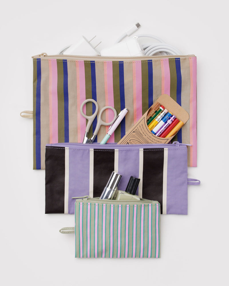 BAGGU Wholesale Pouches Flat Pouch Set - Candy Shop Stripes