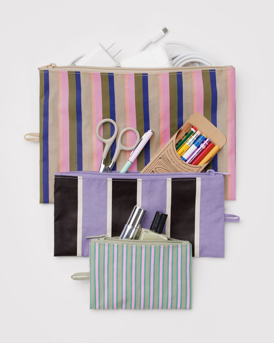 BAGGU Wholesale Pouches Flat Pouch Set - Candy Shop Stripes
