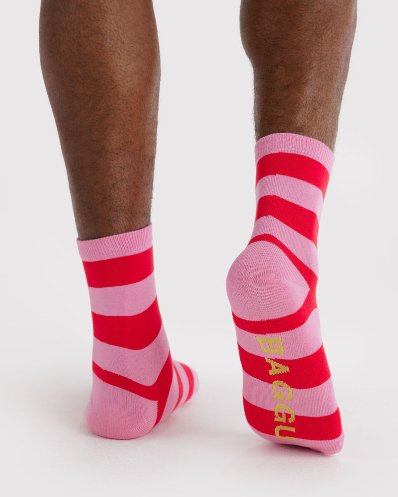 BAGGU Wholesale  Crew Sock - Pink Stripe