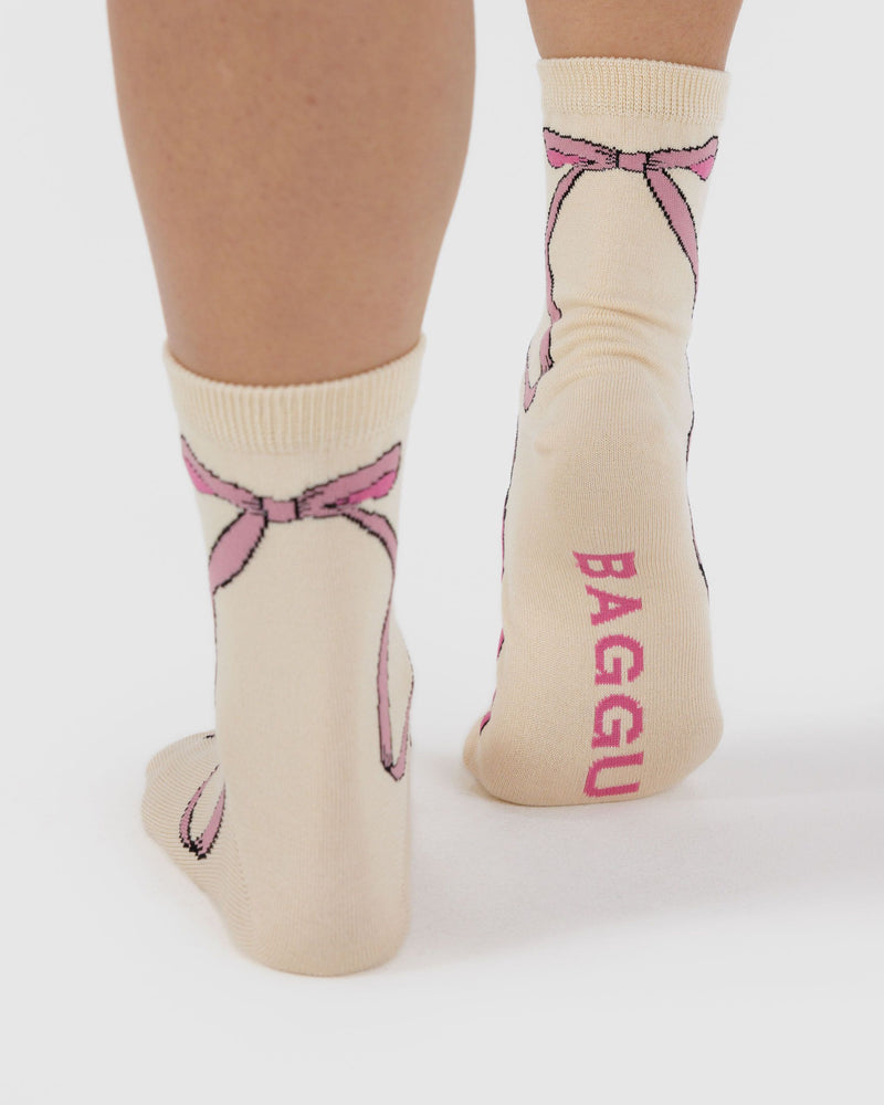 BAGGU Wholesale Socks Crew Sock - Pink Bow