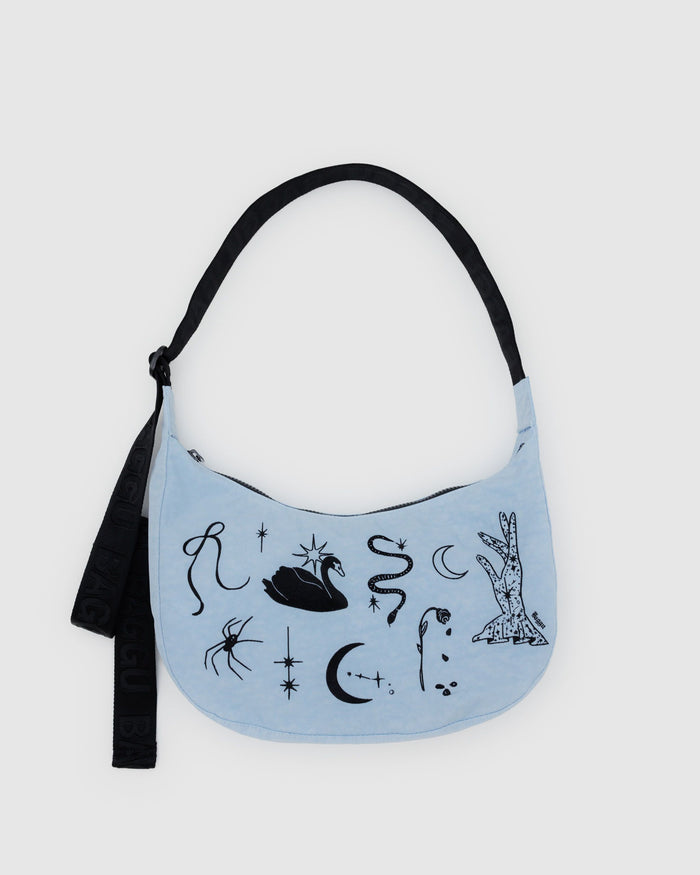 BAGGU Wholesale Crescent Bags Medium Nylon Crescent Bag - Embroidered Ballet Icons