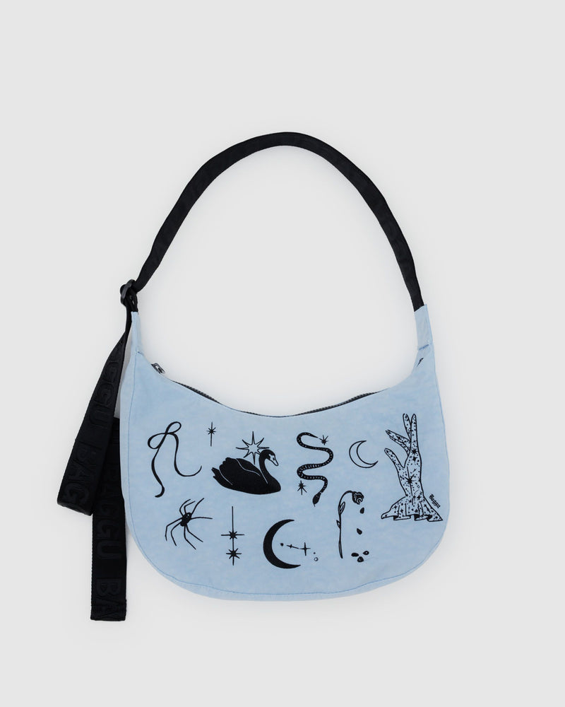 BAGGU Wholesale Cross Body Medium Nylon Crescent Bag - Embroidered Ballet Icons