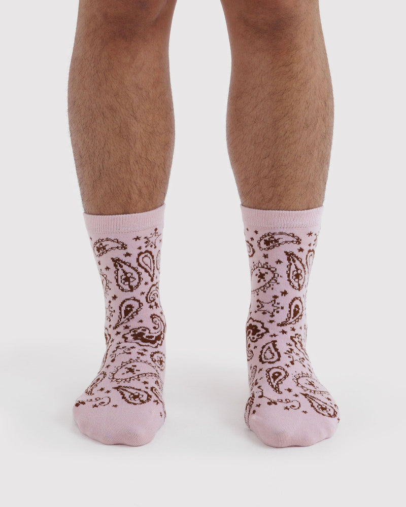 BAGGU Wholesale  Crew Sock - Paisley Pink