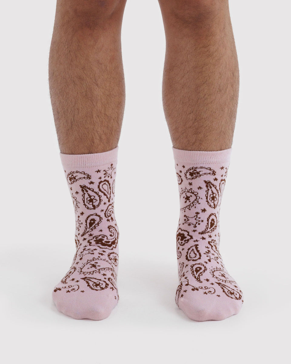BAGGU Wholesale Socks Crew Sock - Paisley Pink