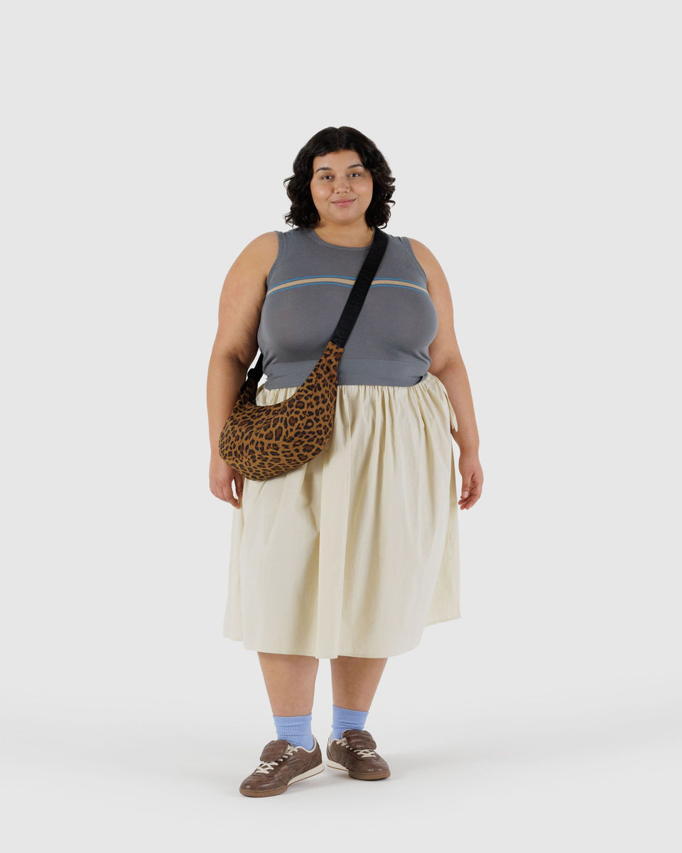 BAGGU Wholesale Cross Body Medium Nylon Crescent Bag - Leopard