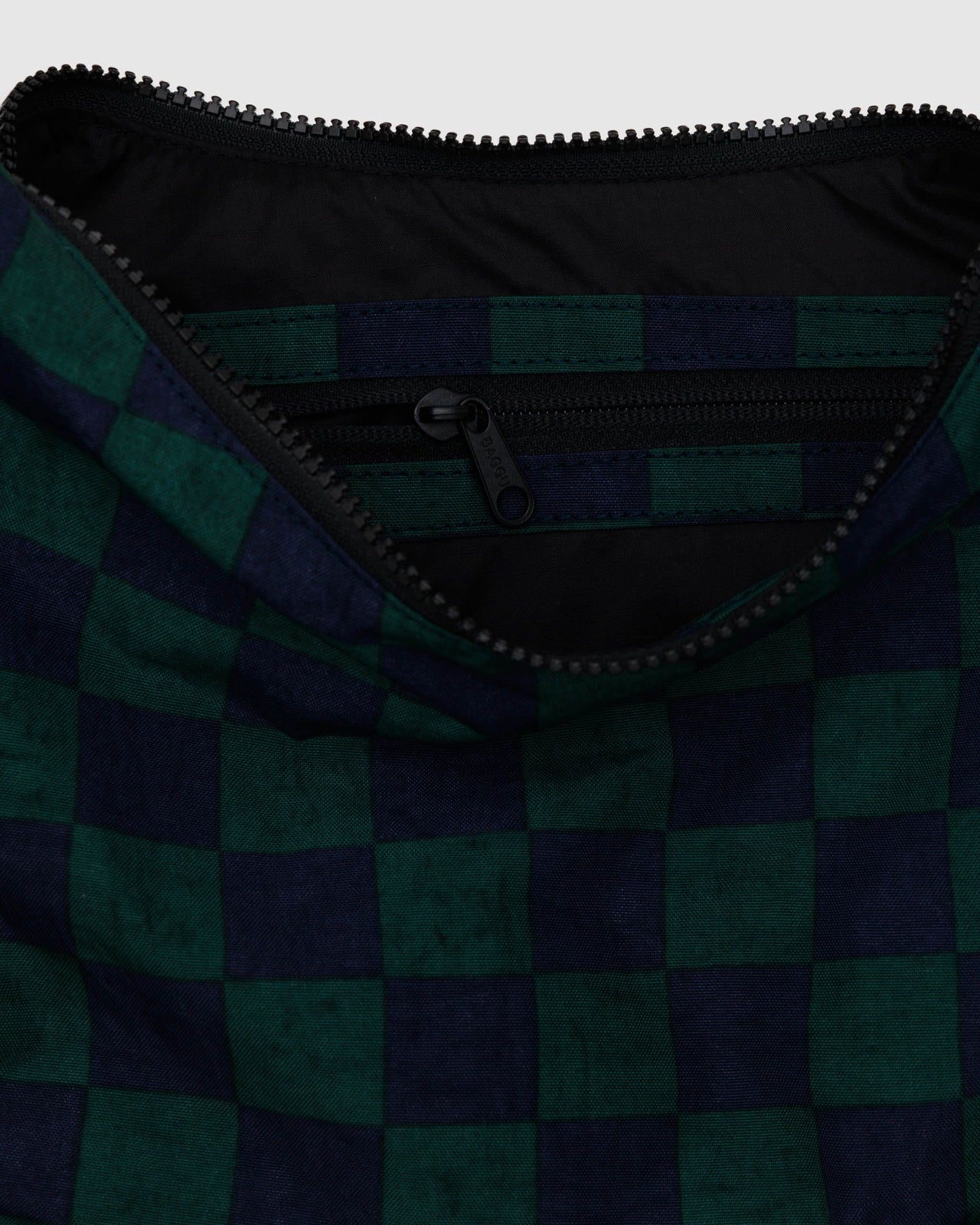 Medium Nylon Crescent Bag - Navy Green Check FA24