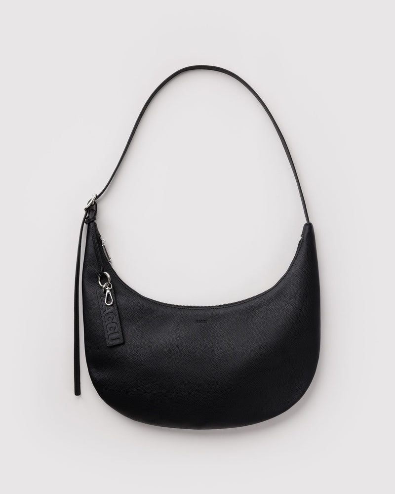 BAGGU Wholesale  Medium Recycled Leather Flat Crescent - Black