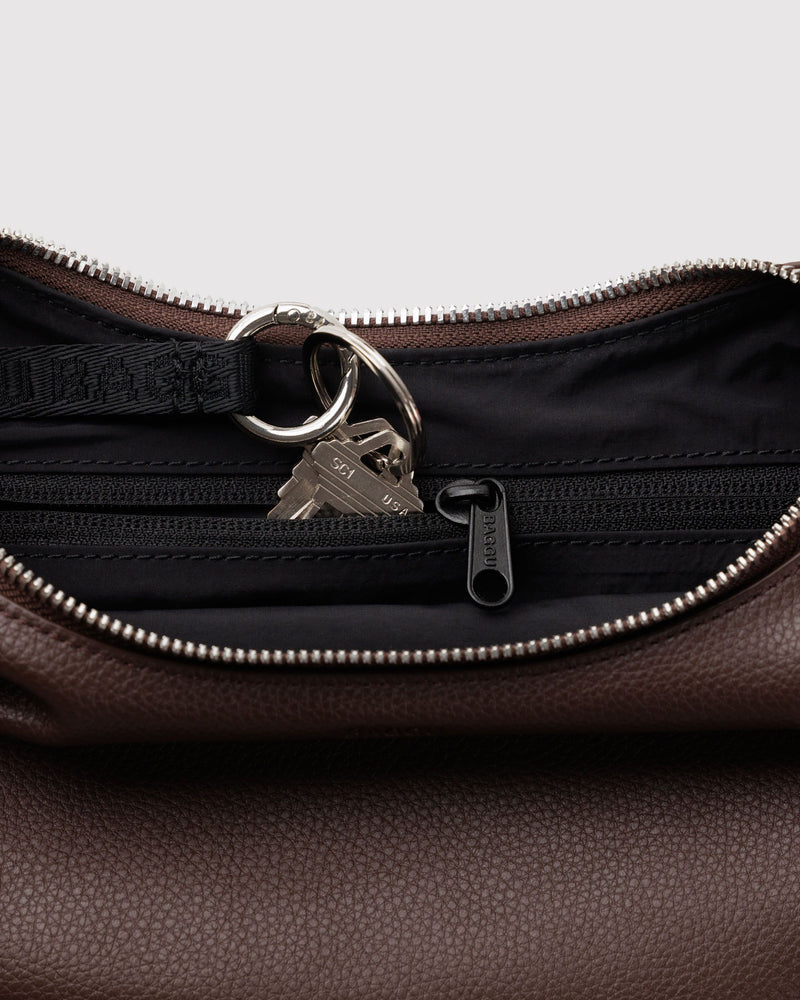 BAGGU Wholesale  Small Recycled Leather Flat Crescent - Brown