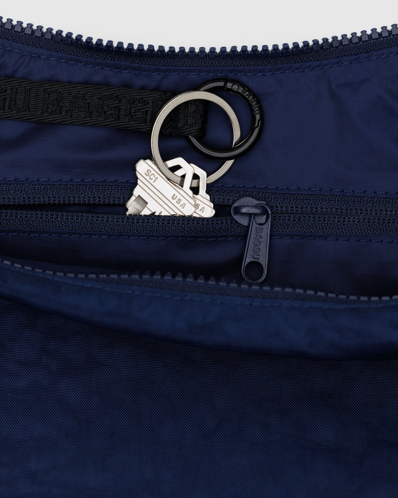 Medium Nylon Crescent Bag - Navy