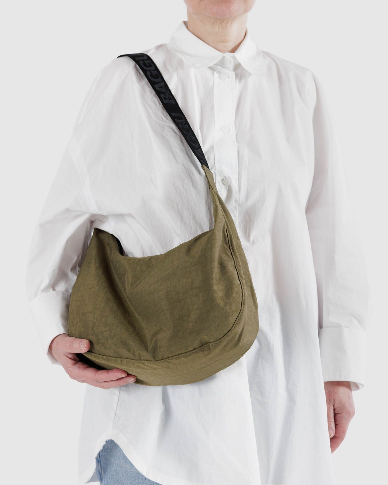 Medium Nylon Crescent Bag - Seaweed (SU24 Prev)