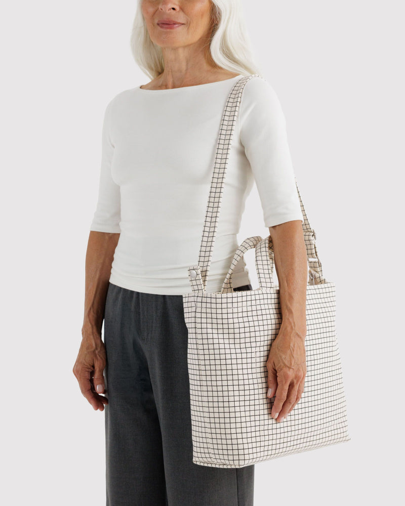 BAGGU Wholesale  Horizontal Zip Duck Bag - Natural Grid