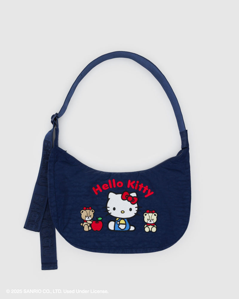 BAGGU Wholesale Cross Body Medium Nylon Crescent Bag - Embroidered Hello Kitty & Teddy