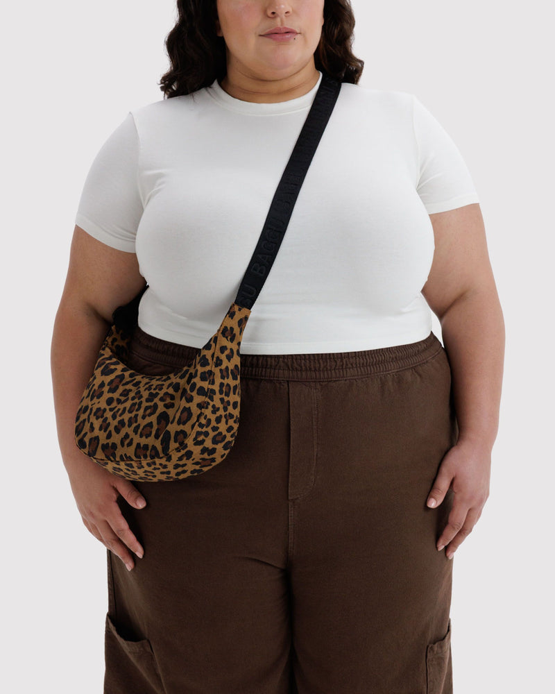 BAGGU Wholesale  Small Nylon Crescent Bag - Leopard