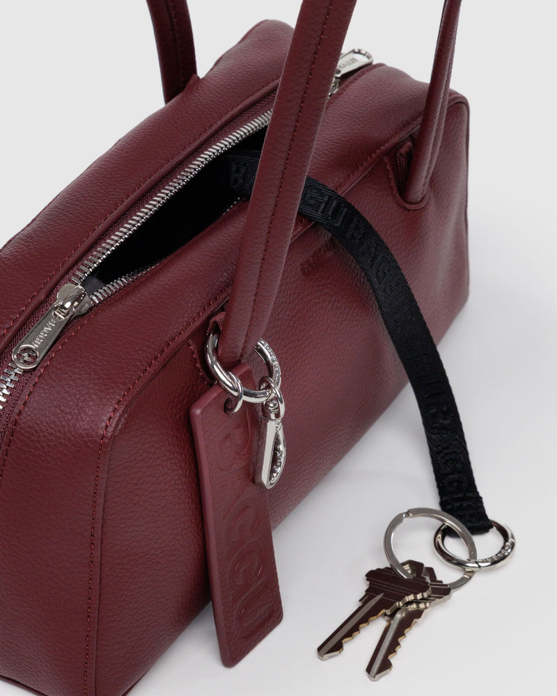 BAGGU Wholesale  Small Recycled Leather Bowler Bag - Mahogany