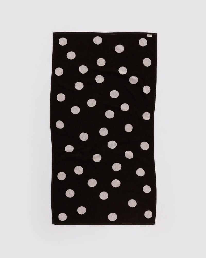 BAGGU Wholesale  Bath Towel - Cream and Black Polka Dot