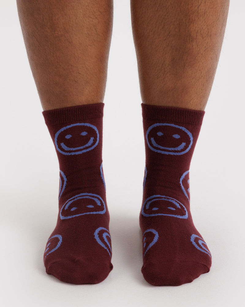 BAGGU Wholesale Socks Crew Sock - Mahogany Happy