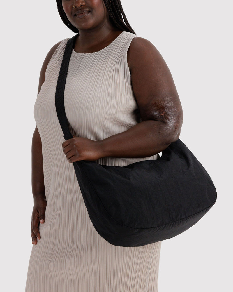 BAGGU Wholesale Cross Body Large Nylon Crescent Bag - Black