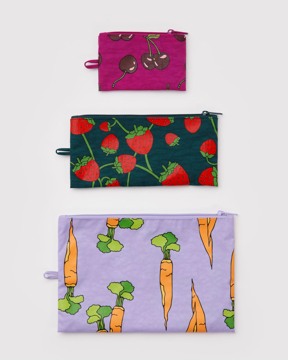 BAGGU Wholesale Pouches Flat Pouch Set - Carrots & Berries