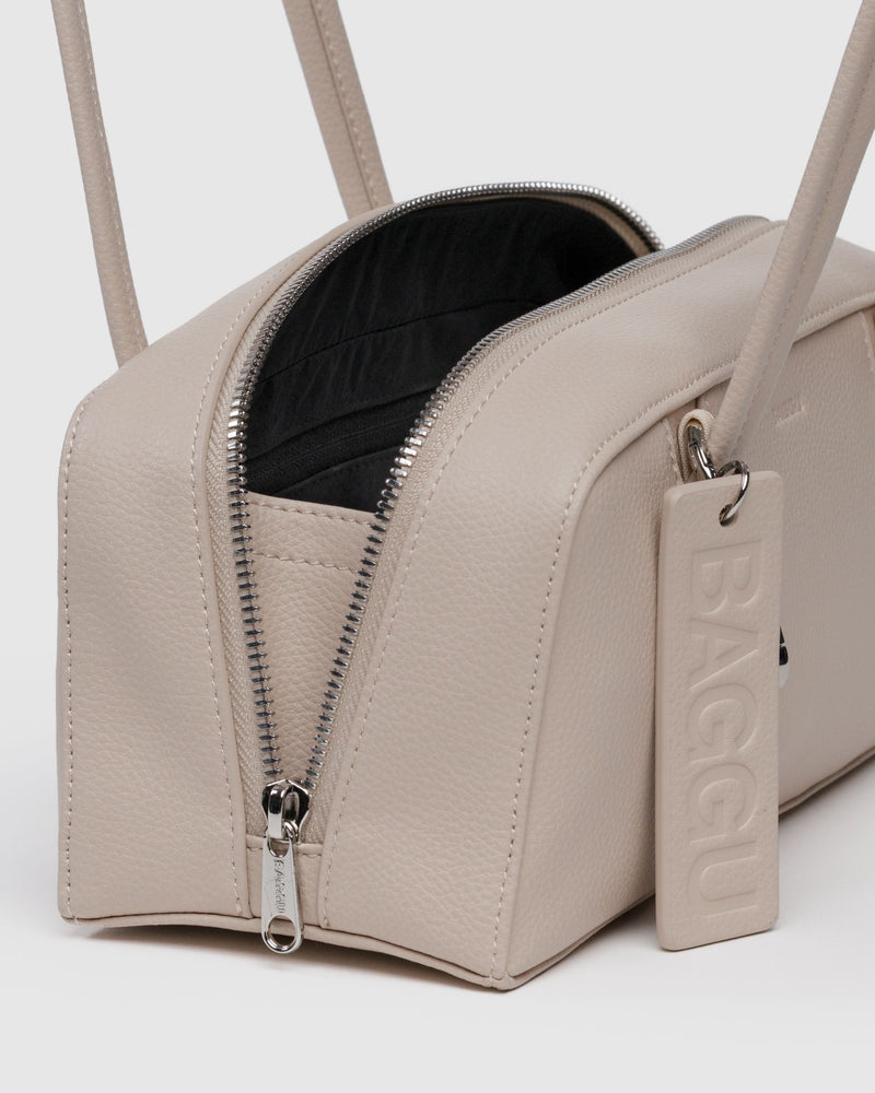 BAGGU Wholesale  Small Recycled Leather Bowler Bag - Stone