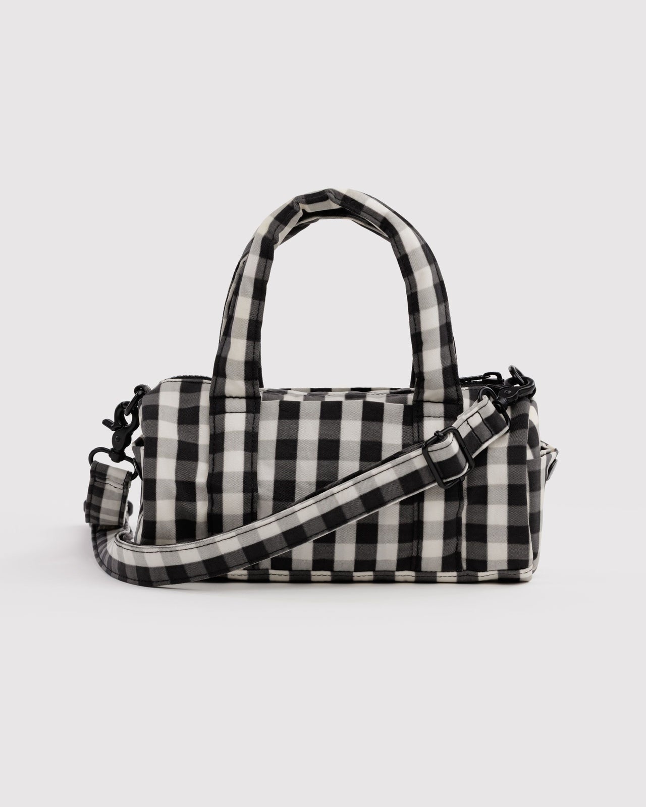 Small Nylon Duffle Bag - Black and Cream Gingham