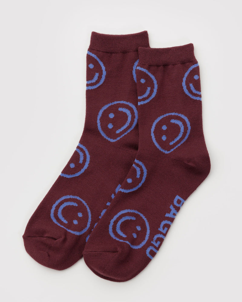 BAGGU Wholesale Socks Crew Sock - Mahogany Happy