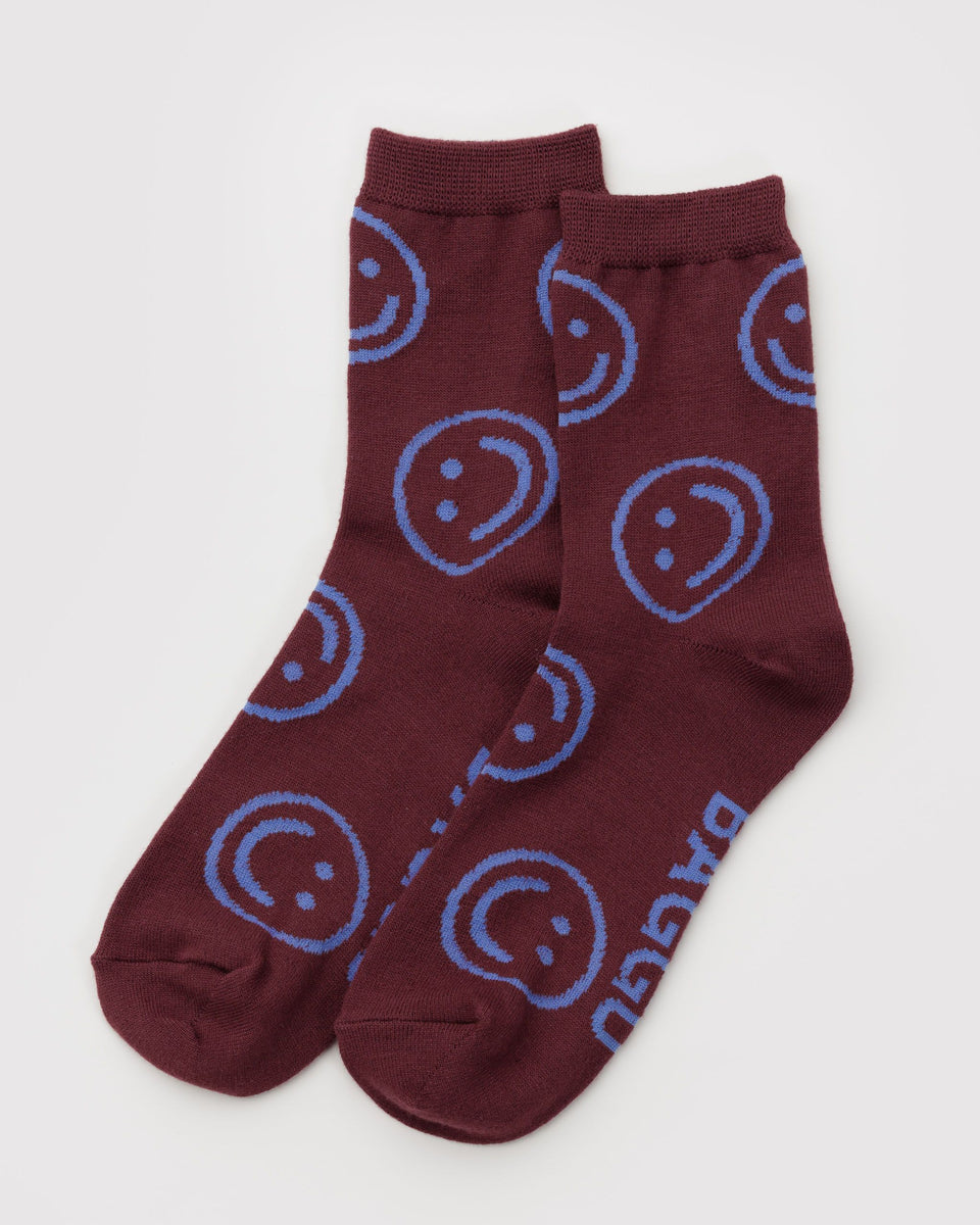 BAGGU Wholesale Socks Crew Sock - Mahogany Happy