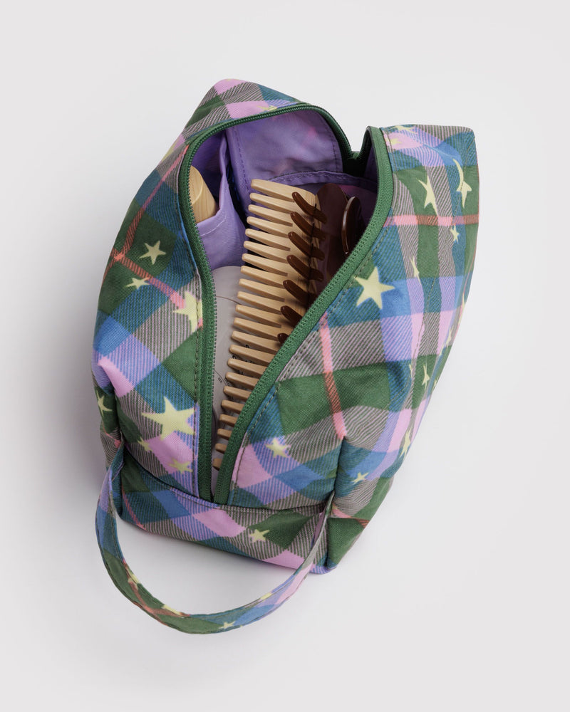 BAGGU Wholesale Travel Dopp Kit - Green Star Plaid