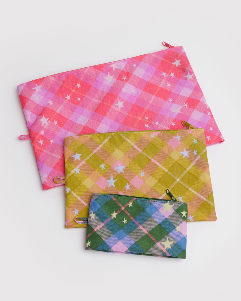 BAGGU Wholesale Travel Go Pouch Set - Star Plaid
