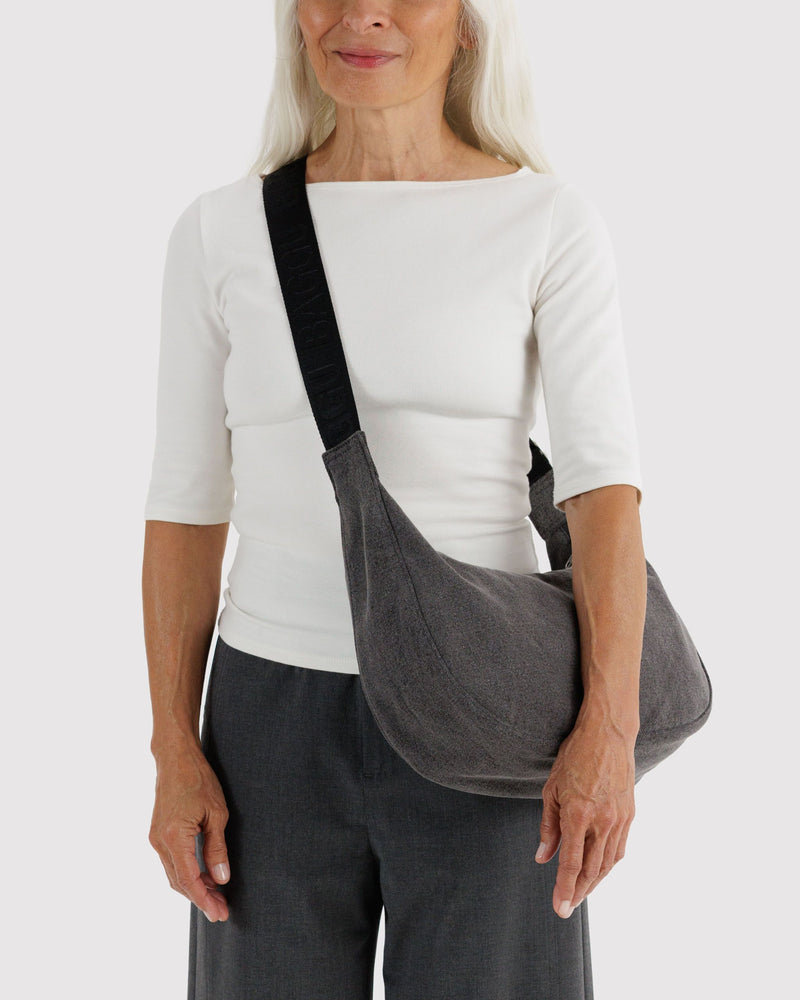 BAGGU Wholesale  Medium Denim Crescent Bag - Washed Black Denim