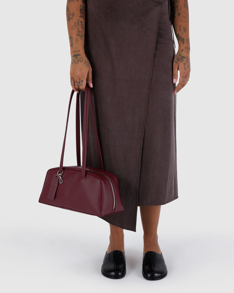 BAGGU Wholesale  Recycled Leather Bowler Bag - Mahogany