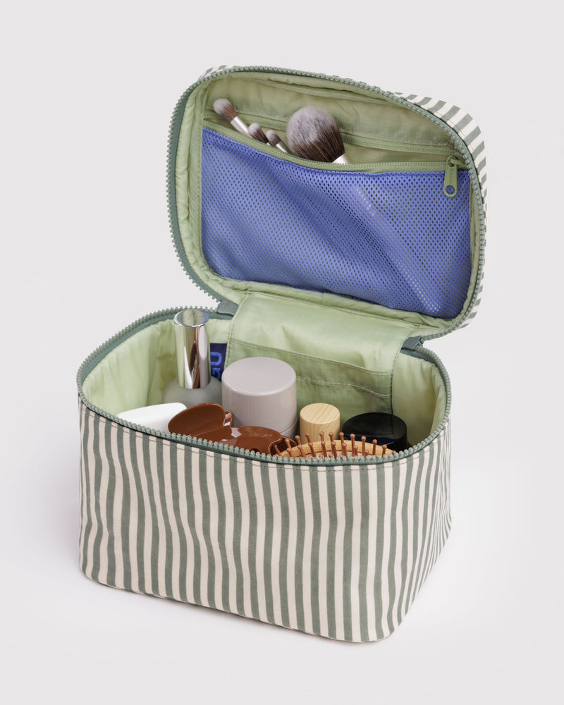 BAGGU Wholesale  Large Cosmetic Case - Sage Stripe