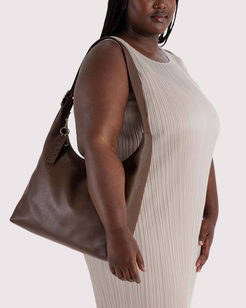 BAGGU Wholesale  Recycled Leather Shoulder Bag - Brown