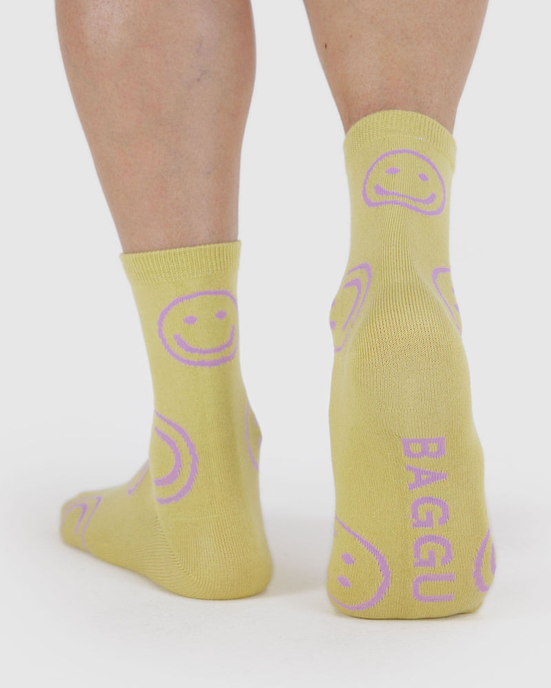 BAGGU Wholesale Socks Crew Sock - Straw Happy