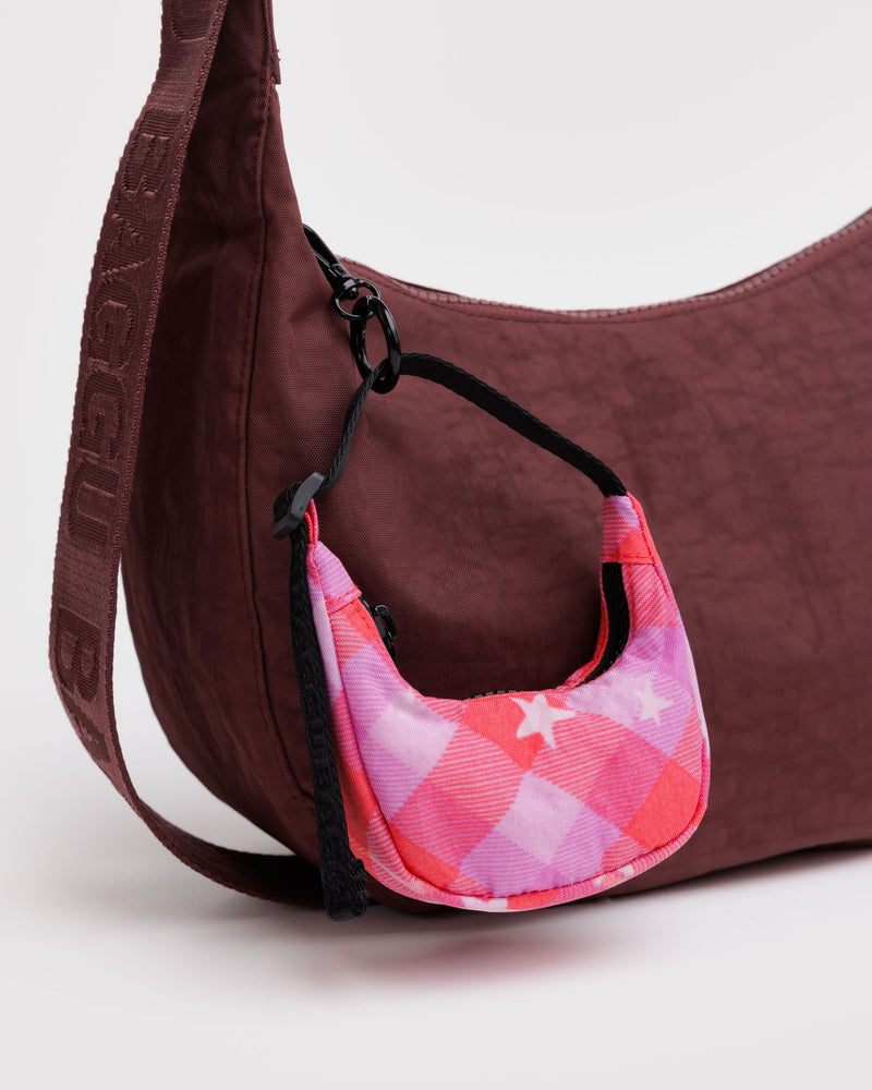 BAGGU Wholesale  Crescent Bag Charm - Pink Star Plaid