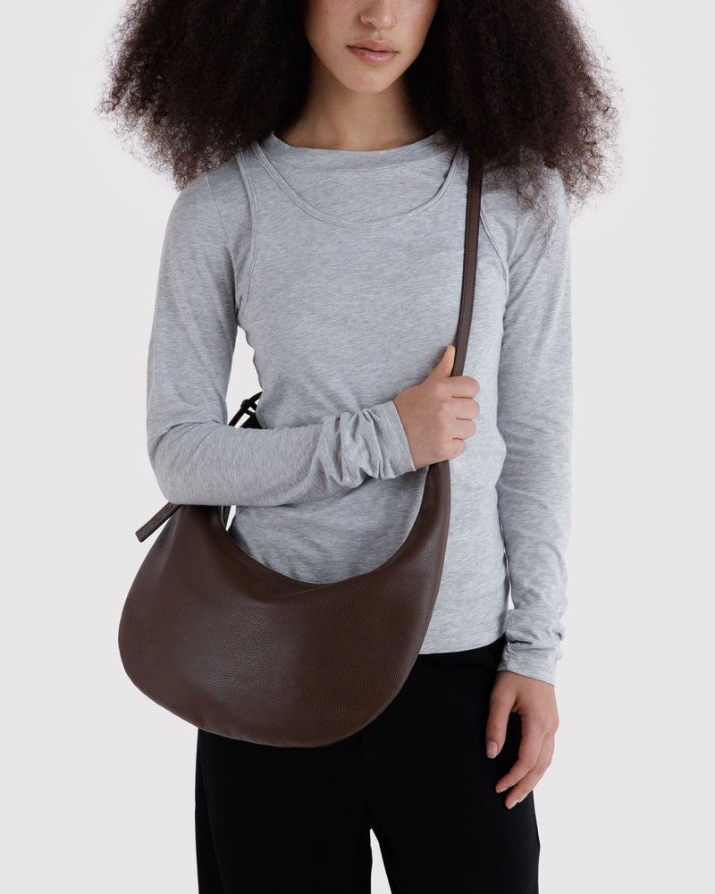 BAGGU Wholesale  Medium Recycled Leather Flat Crescent - Brown