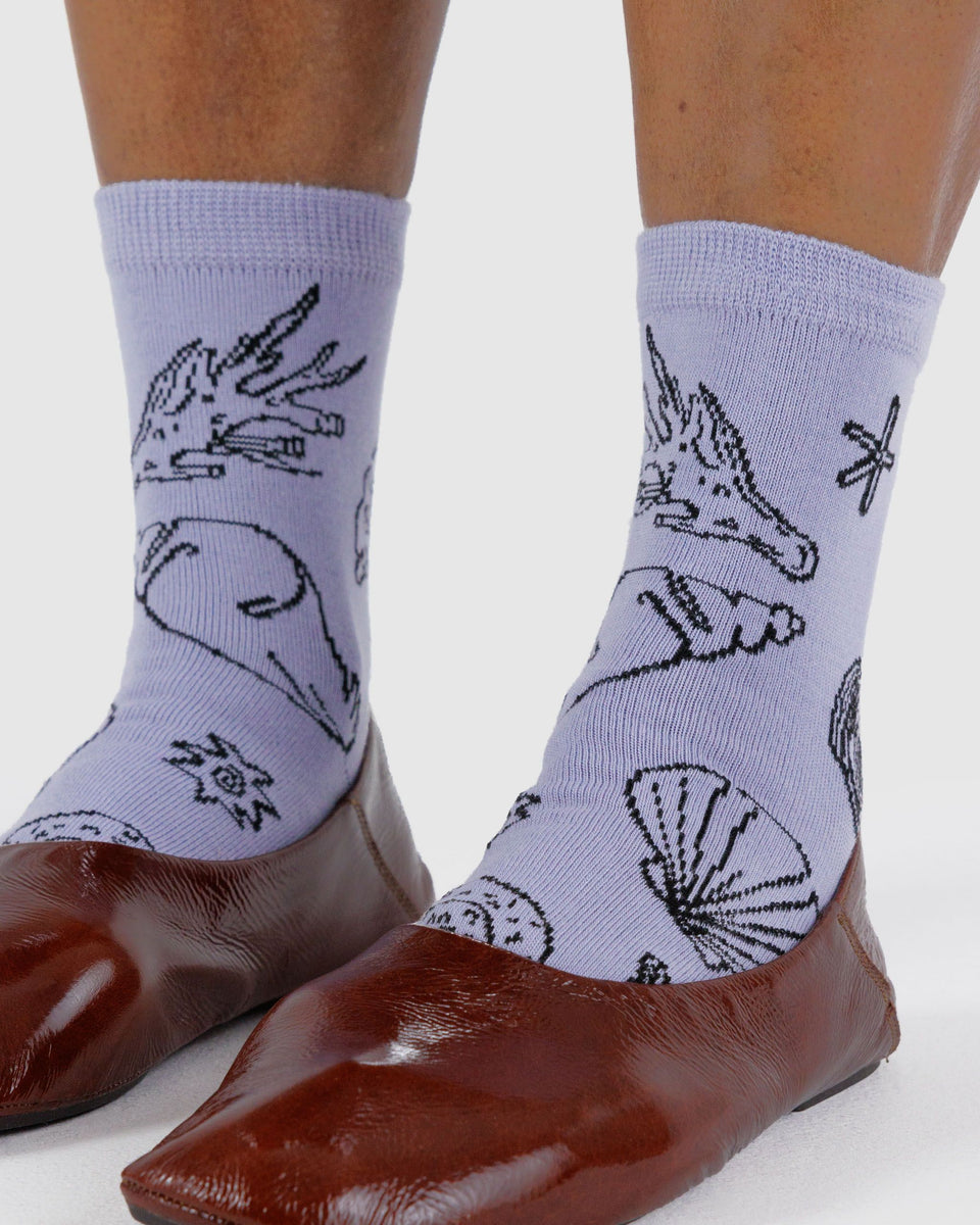 BAGGU Wholesale Socks Crew Sock - Shells Light Blue