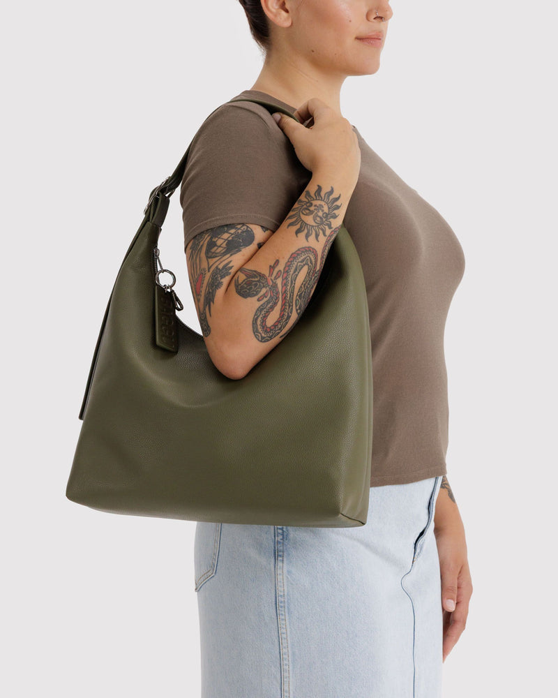 BAGGU Wholesale  Recycled Leather Shoulder Bag - Loden