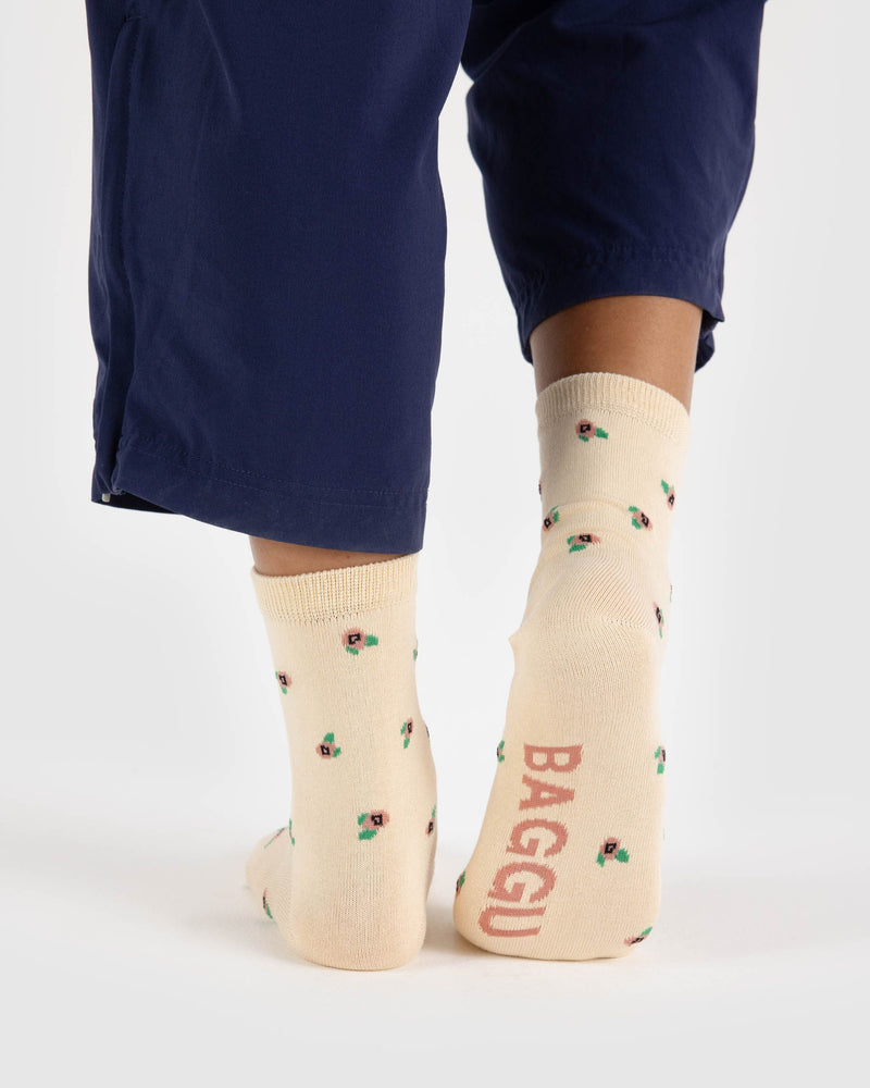 BAGGU Wholesale Socks Crew Sock - Cream Rosette