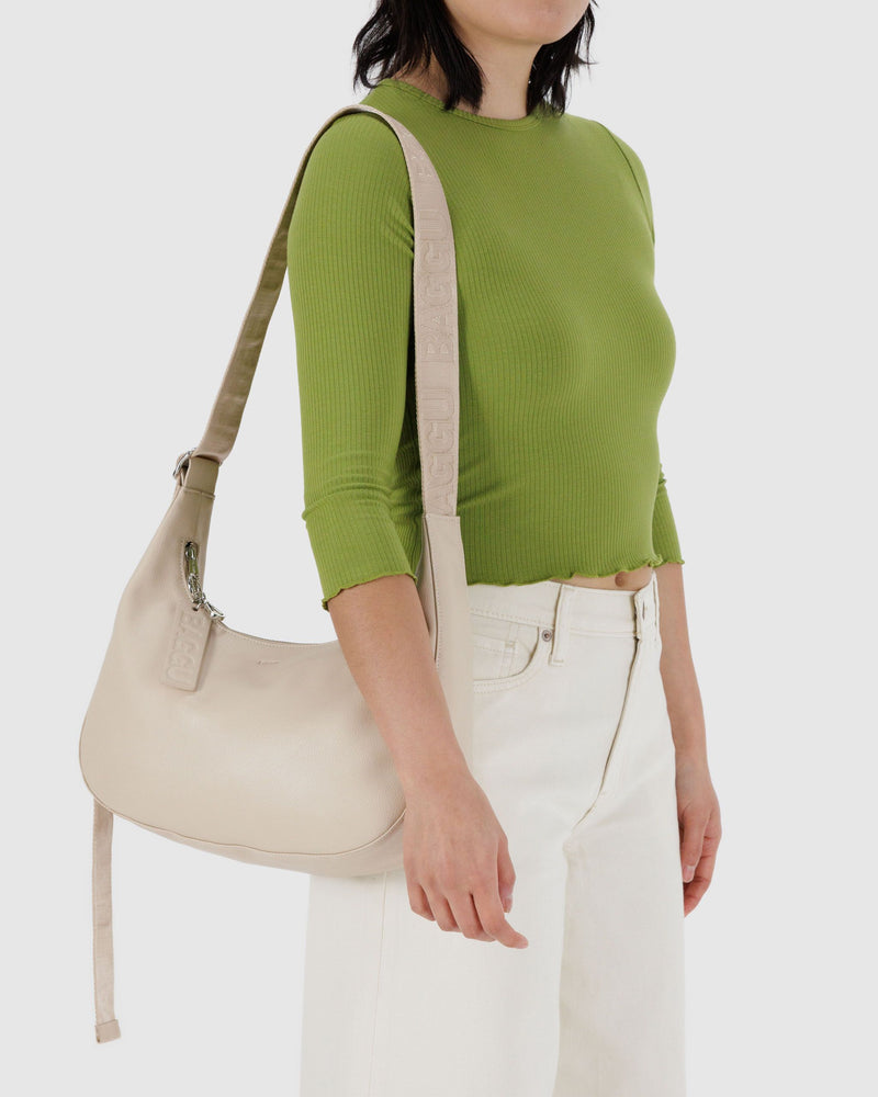 BAGGU Wholesale  Medium Recycled Leather Crescent Bag - Stone