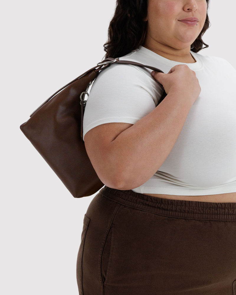 BAGGU Wholesale  Mini Recycled Leather Shoulder Bag - Brown